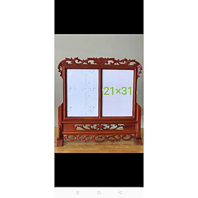 Khung ảnh thờ đôi bằng gỗ hương kt lồng ảnh 21×31cm