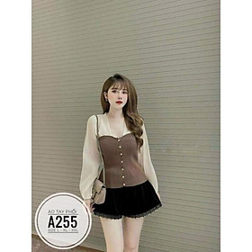 Bigsize 60-90KG vmart Áo tay phối A255 hàng Quảng Châu cao cấp chiết eo giấu bụng