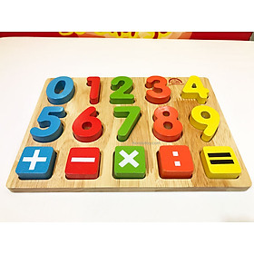 Bảng chữ số và dấu bằng gỗ nổi cộng trừ đồ chơi thông minh FK