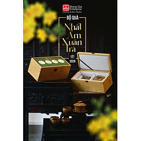 Bộ QT hộp tre khải trà + 04 chén ( Men 0035 sành) - Đông Gia