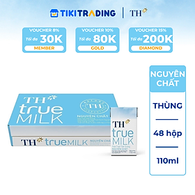 Thùng 48 hộp sữa tươi tiệt trùng TH True Milk  nguyên chất 110ml