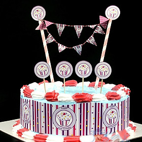6 Pieces Ice Cream Design Cake Topper Cake Banner Cupcake Picks Cake Wrapper