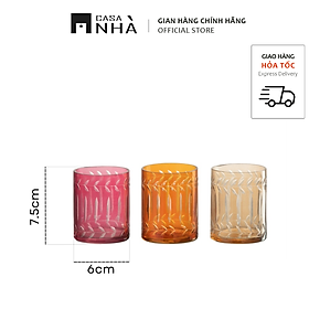 Mua Ly đựng nến thủy tinh khắc họa tiết FIURALI - Ly đựng nến/ cốc đựng nến tealight 3 màu nhẹ nhàng