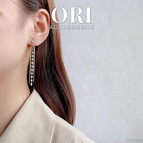 Bông tai nữ dáng dài chuỗi đính đá Douglas thời trang sang trọng ORI ACCESSORIES B385