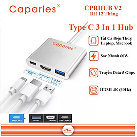 Mua Hub Chuyển Đổi CAPARIES CPRHUB V2 4K Type-C Sang HDMI HD  Bộ Chuyển Đổi USB 3.1  Bộ Chuyển Đổi Sạc USB C Sang USB 3.0/HDMI/Type C Cho MacBook Huawei - Hàng Chính Hãng