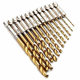 Bộ 13 mũi khoan đa năng khoan sắt nhôm nhựa gỗ chuôi lục giác phủ Titan