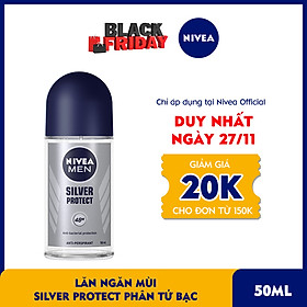 Lăn Ngăn Mùi NIVEA MEN Silver Protect Phân Tử Bạc Giảm 99.9% Vi Khuẩn Gây Mùi (50ml) - 83778