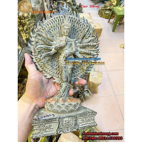 Tượng Phật Thiên Thủ Thiên Nhãn Đứng Màu Xanh giả Cổ Bằng Đồng Thau Đẹp Cao 30cm