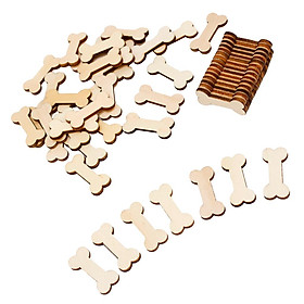 50pcs Wooden Cutout Bone Shapes Wood Pieces Slices for Home Party Gift Craft