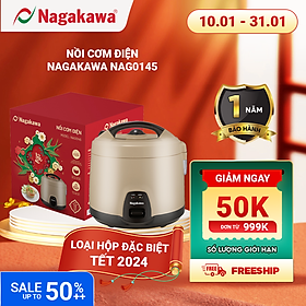 Mua  HỘP QUÀ TẾT  Nồi cơm điện cơ Nagakawa NAG0145 (1 8L - 900W) - Lòng nồi dạng niêu  hợp kim nhôm -  Bảo hành 1 năm - Hàng chính hãng