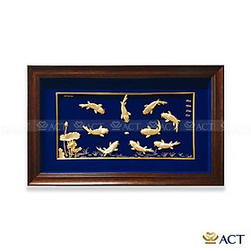 Mua TRANH CÁ CHÉP HOA SEN KÍCH THƯỚC 46X81 CM - CỬU NGƯ QUẦN HỘI