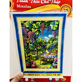 Mua Tranh thêu kín Vườn nho 2066  kích thước 50 x 68 cm