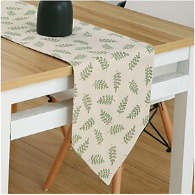 KHĂN TRẢI BÀN RUNNER TBR202 HỌA TIẾT LÁ DƯƠNG SỈ XANH