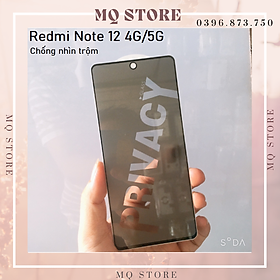 Mua Kính cường lực cho Xiaomi Redmi Note 12 4G | 5G chống nhìn trộm full màn hình cao cấp( hàng chính hãng)
