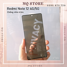 Kính cường lực cho Xiaomi Redmi Note 12 4G | 5G chống nhìn trộm full màn hình cao cấp( hàng chính hãng)