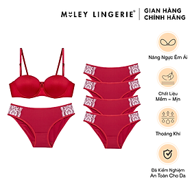 Bộ Áo Cúp Ngang và Combo 5 Quần Lót Nữ Thun Lạnh Scarlet Miley Lingerie BRM04002_FMM0405 - 32B - M