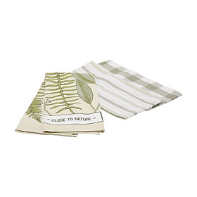 Combo 3 khăn bếp LEAFINA vải cotton mềm mịn thấm hút tốt, màu trắng và xanh trang nhã, size 40x65cm | Index Living Mall - Phân phối độc quyền tại Việt Nam