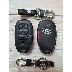 Bao Da Chìa Khóa Dành Cho Xe Hyundai Accent 2021 (Da Thật) Logo 3D