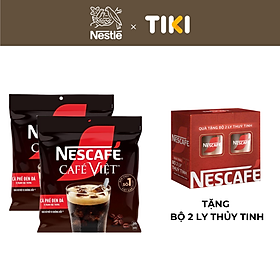[Tặng hộp 2 ly thủy tinh] Combo 2 Bịch Cà phê đen hòa tan NESCAFE Café Việt (Túi 35 gói x 16g)