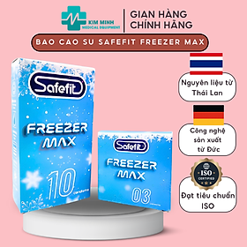 Bao cao su Safefit Freezer Max siêu mỏng bạc hà mát lạnh size nhỏ 49mm hộp 10 chiếc, hộp 3 chiếc