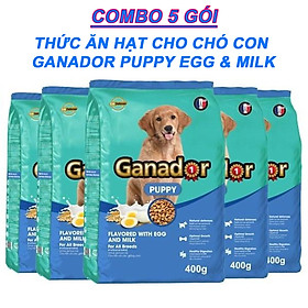 COMBO 5 Gói Thức Ăn Hạt Cho Chó Con Vị Trứng Và Sữa Ganador Puppy Egg & Milk Gói 400g - YonaPetshop