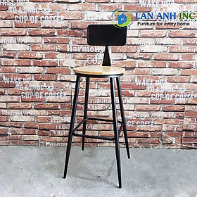 Mua Ghế quầy bar  ban công chân sắt mặt gỗ 33cm đẹp thoải mái nhất trong dòng ghế bar LASK04