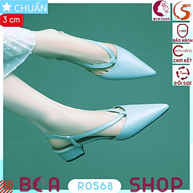 Giày đế thấp nữ màu xanh 3p RO568 ROSATA tại BCASHOP kiểu dáng thời trang thiết kế dây quai vòng từ trước ra tận sau gót