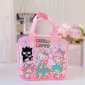 Sanrio Hoạt Hình Dễ Thương Giai Điệu Túi Xách Hộp Cơm Cách Nhiệt Túi Lớn Dung Tích Túi Đựng Đồ Ăn Trưa Hello Kitty Di Động Chống Nước Hộp Cơm Trưa B - 3