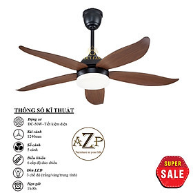 Mua Siêu Sales QUẠT TRẦN AZP- 5 CÁNH NHỰA  CÔNG XUẤT 50W  CÓ REMOTE- Hàng Nhập Khẩu