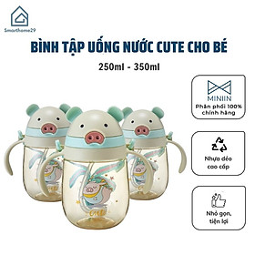 Bình tập uống nước cho bé có ống hút chống sặc chống tràn, Bình tập uống nước hình lợn có dây đeo cho bé - Chính hãng MINIIN (Giao mẫu ngẫu nhiên)