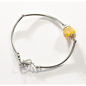 Vòng Tay Phong Thủy Thạch Anh Tóc Vàng Thiên Nhiên AAAA mix Bạc 925, Mạng Thổ - Kim, Món Qùa Trang Sức Phong Thủy May Mắn Ý Nghĩa VK002 BlackMount