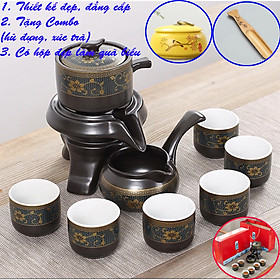 Bộ ấm chén pha trà cối xay sm 001 - xanh đen trắng