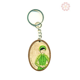 ( Sản phẩm đặc biệt ! ) Móc khóa Veneer và Giấy Xoắn cao cấp chủ đề tà áo dài Việt Nam size 4x5.6cm