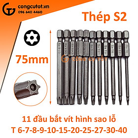Mua Bộ 11 đầu bắt vít hình sao lỗ dài 75mm T6-T40