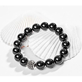 Vòng Tay Đá Thạch Anh Đen Charm Bạc 925 Cầu