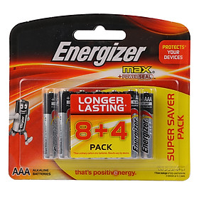 Pin Max 8 + 4 Viên Energizer E92 BP8+4 AAA
