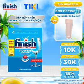 Viên Rửa Chén Bát Hương Chanh Finish Powerball Power Essential Lemon Sparkle - Túi 100 viên siêu tiết kiệm