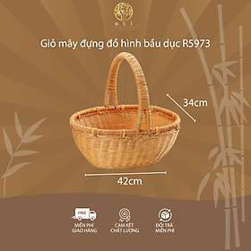 Mua Giỏ mây đựng đồ hình bầu dục R5973 - Màu tự nhiên. - Vẻ đẹp mộc mạc  bền đẹp theo thời gian