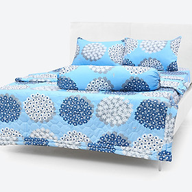 Bộ Drap Mền Chần Gòn vải Cotton Thắng Lợi - Hoa Tú Cầu