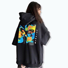 Áo hoodie bướm Poxffee unisex form rộng có dây kéo chất nỉ bông chống nắng tốt SmileZ