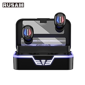 Rusam gốc T25 tws tai nghe không dây Bluetooth 5.2 Tai nghe Tai nghe Thể thao chống nước Tai nghe Nhiễm Thể thao với Mic Color: Black