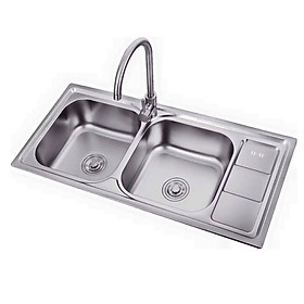 Mua Chậu rửa chén  rửa bát inox 02 hộc có bàn để vật dụng cần thiết  tiện lợi