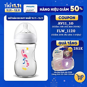 Hộp 1 Bình sữa mô phỏng tự nhiên Flamingo Hippo hiệu Philips Avent 330ml