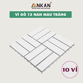 Mua Sàn Gỗ Lót Ban Công Thương Hiệu ANKAN Màu Trắng Snow  Vỉ Gỗ Lót Sàn Dùng Để Lót Sân Vườn  Nhà Tắm  Phòng Spa  Có Phủ PU  Siêu Bền  Chống Thấm  Chống Trơn Trượt  Tiêu Chuẩn Xuất Khẩu (10 Vỉ) - Hàng Chính Hãng