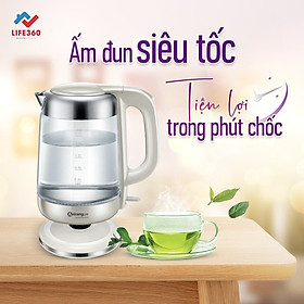 Mua Ấm Đun Thủy Tinh Siêu Tốc Cao Cấp Đa Năng Ariranglife AL-A17G5 – màu xám (1 7 lít) - Ấm Đun Thủy Tinh Thông Minh Chịu Nhiệt - Bình đun thủy tinh siêu nhanh cao cấp đa năng  có thể đun nước  pha trà  pha sữa  pha mì  tự ngắt điện khi sôi  an toàn sức khỏe