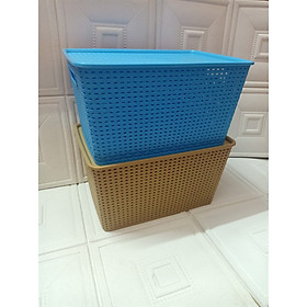 Mua Combo 2 rổ đựng đồ đa năng có nắp đậy - 42x29.5x22.3(cm) giao màu ngẫu nhiên