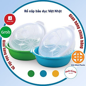 Rổ nắp bầu dục Việt Nhật, bộ rổ nhựa kèm chậu có nắp đậy rửa rau hoa quả hàng cao cấp tiện lợi -br 01254