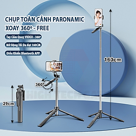 Gậy Chụp Hình Tay Cầm Chống Rung HighTechGate A36 Xoay 360º Chụp Toàn Cảnh, Điều Khiển Bluetooth Sử Dụng Được APP Tiện Lợi, Mở Rộng 160cm, Thu Gọn Cầm Tay Du Lịch 30cm, Hàng Chính Hãng - Bộ chuẩn