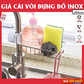 Giá Inox Treo Vòi Đựng Giẻ Rửa Bát Chén Đa Năng, Kệ Treo Inox 304 Kệ Treo Vòi Silicon, Gọn Gàng, Tiện Dụng