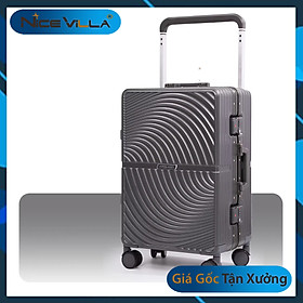 Vali Khung Nhôm Khóa Sập Vân Xoắn NiceVilla Cao Cấp Mẫu mới 2024 Size 20 inch & 25 inch